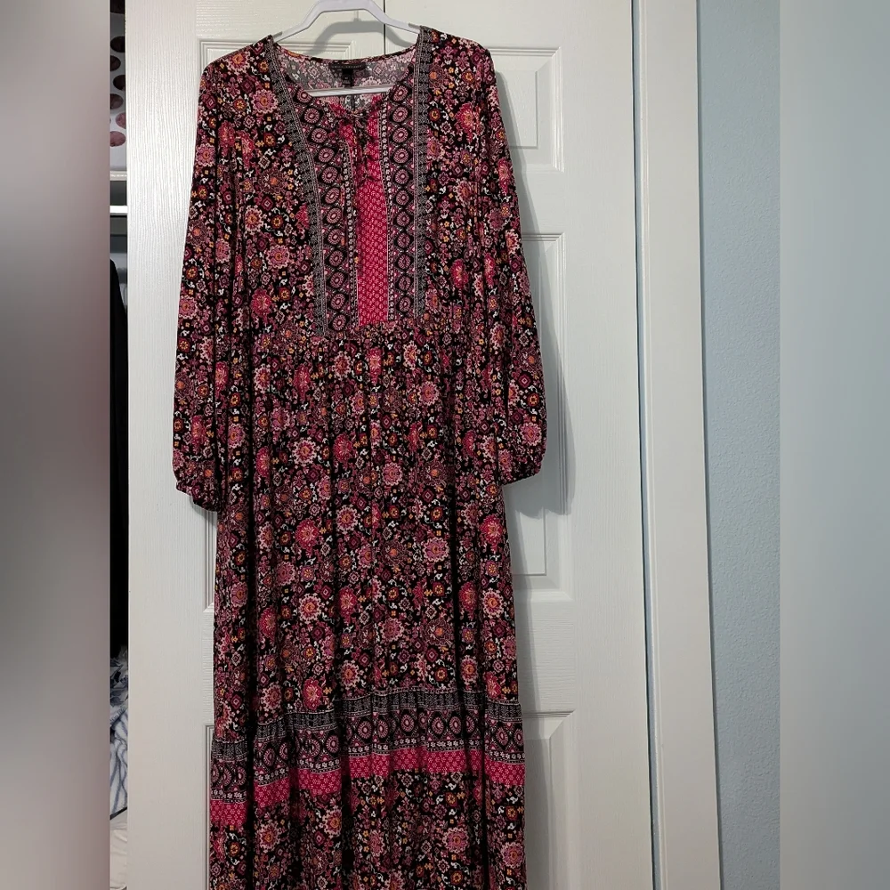 Lane Bryant Floral Boho Midi Dress Size 20 with Pockets! - Picture 3 of 7